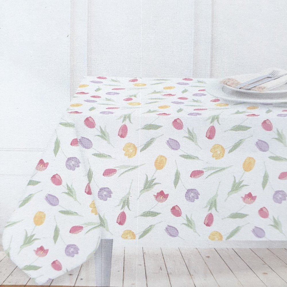Fabric Tablecloth Spring Floral Flowers 60x84 Tulip Breeze